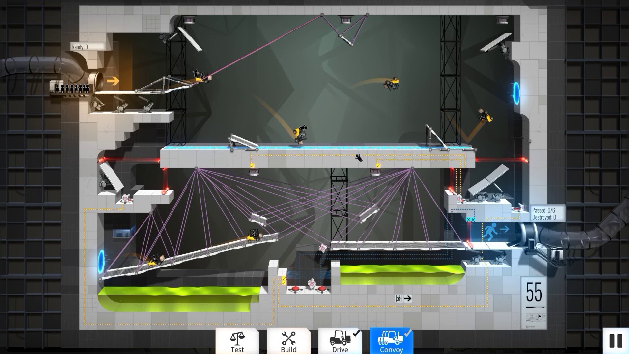 Bridge Constructor Portal level 55 low budget solution - YouTube