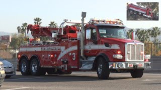 Rescue response as dump truck goes off the side in Los Angeles 🚒