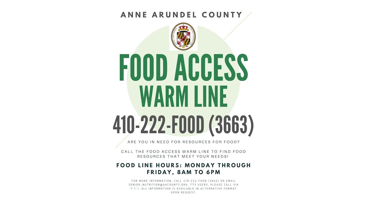 Anne Arundel County Food Access Warm Line - YouTube