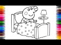 Cute Peppa pig in a Bed drawing with Lamp easy || How to draw a Cute Peppa pig Step by Step for kids