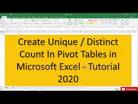 Create Unique or Distinct Count In Pivot Table in Microsoft Excel Tutorial 2020