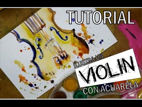 Pinta un ♪ VIOLIN♫ -con-ACUARELA - Isabelle Art -