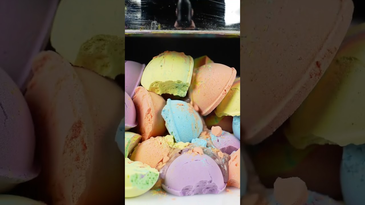 Hydraulic Press vs Colorful Bath Bombs 勞