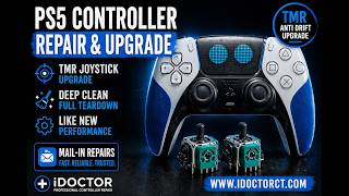 White  PS5 Controller Restoration, TMR Joystick Upgrade, New front Shell and Calibration