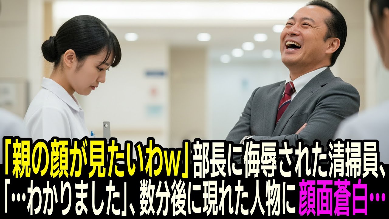 「親の顔が見てみたいわw」人事部長に侮辱された清掃員「…わかりました」数分後に現れた人物にその場が凍りついた