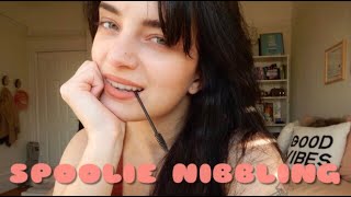 ASMR| Spoolie Nibbling, Mouth Sounds & Relaxing Hand Movements