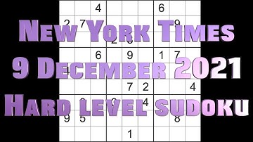 Sudoku solution – New York Times sudoku 9 December 2021 Hard level