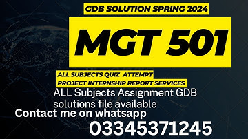 MGT 501 GDb solution Spring 2024