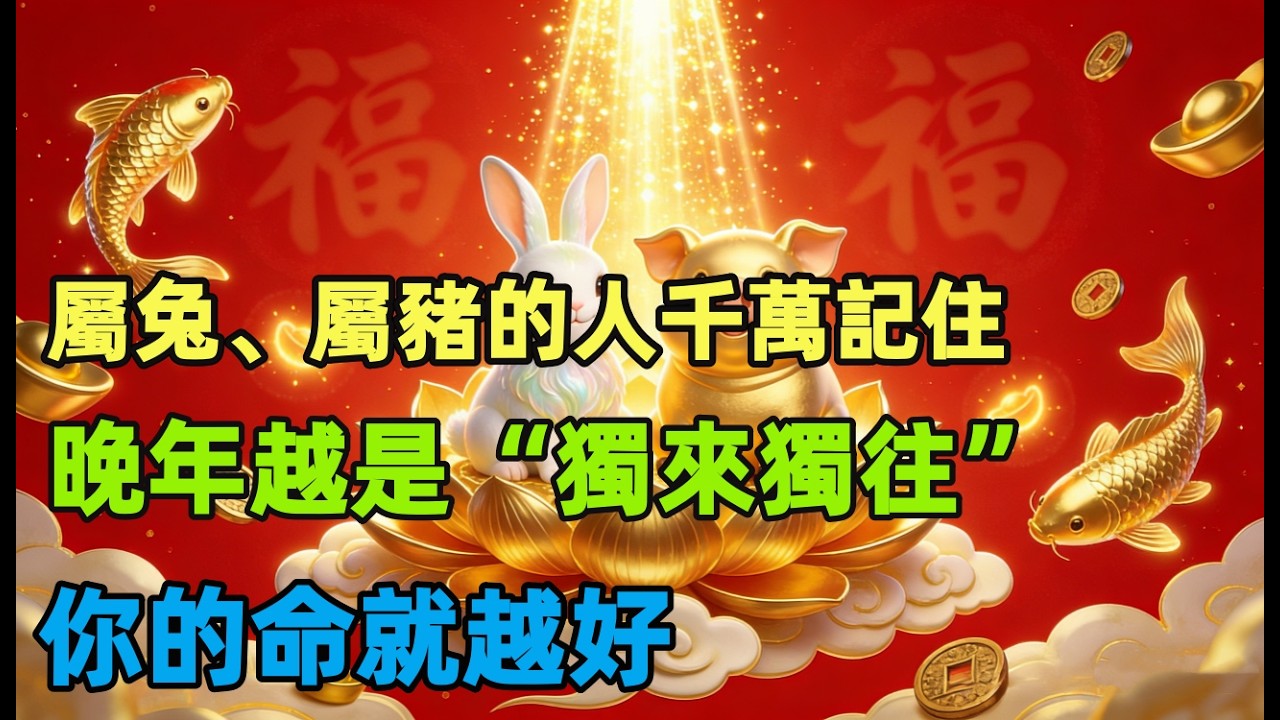 屬兔、屬豬的人千萬記住：晚年越是“獨來獨往”，你的命就越好！