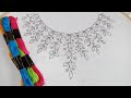 Very Easy Neck Design Embroidery #34,ভয়েল কাপড়ের থ্রিপিসে ফুলকারি গলার ডিজাইন হাতের কাজ, Neck Design