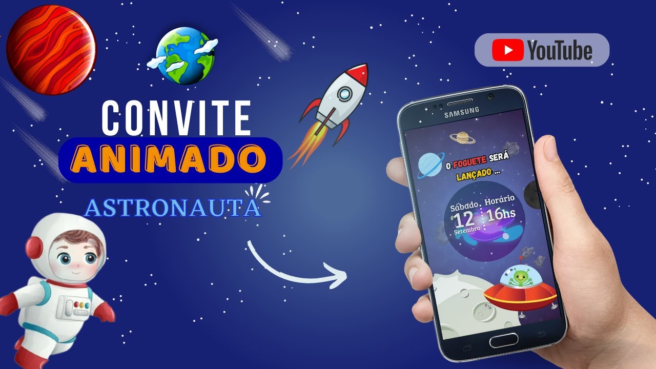 🚀Espaço Sideral - Aprenda a Criar um Convite Astronauta Animado usando Canva Free