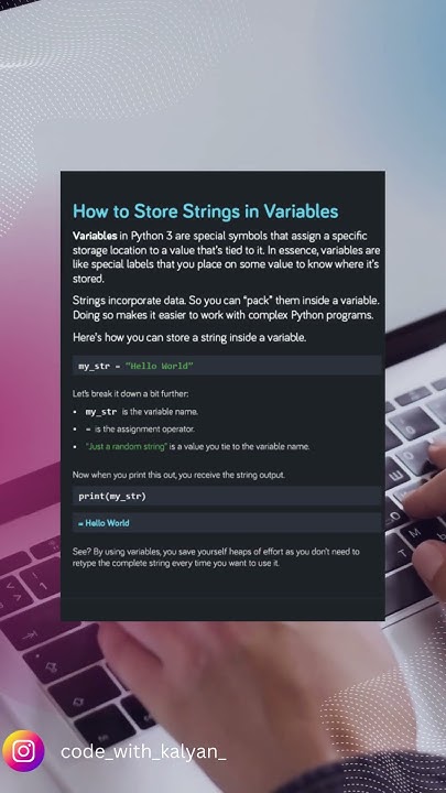 HOW TO STORE STRING IN VARIABLES. #python #coding #reels #strings # ...