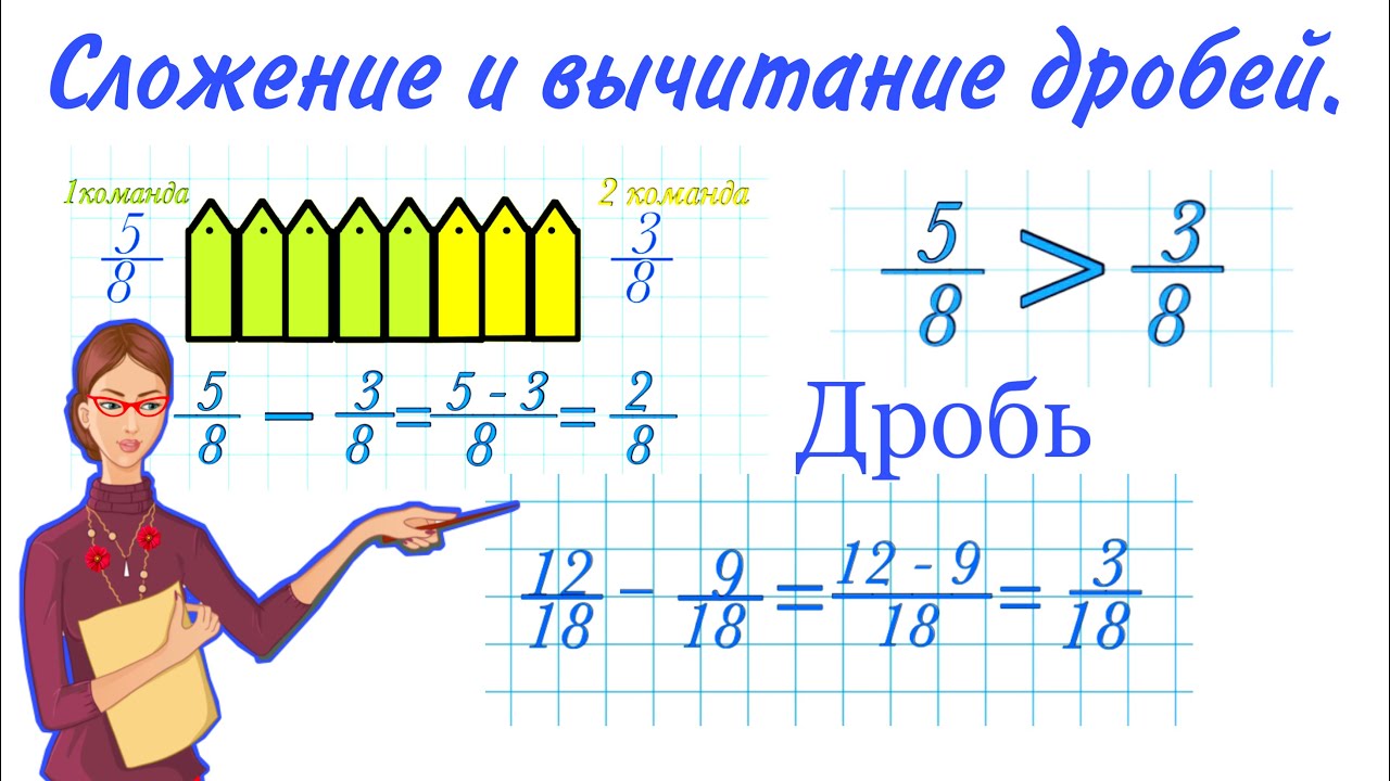 Видеоурок по математике 5 класс дроби сложение