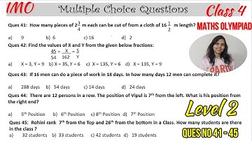 Class 4 Maths Olympiad Level 2 Questions| Sample Questions for Class 4 Maths Olympiad| Ques no 41-45