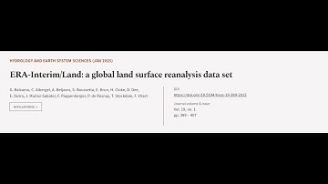 ERA-Interim/Land: a global land surface reanalysis data set | RTCL.TV