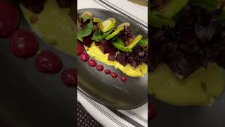 Beet salad,with saffron yogurt sauce ,apple ,watermelon radish,spring mix and roasted pistachios