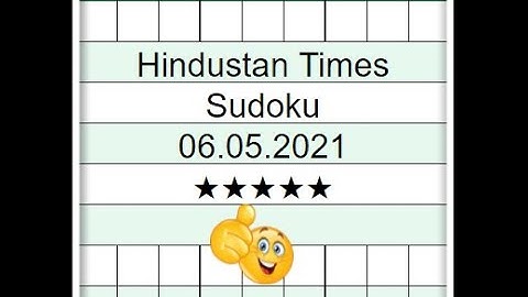 Today Hindustan Times  Sudoku 5 Star Solution | 06.05.2021