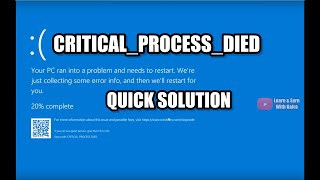 How to Fix CRITICAL_PROCESS_DIED Error on Windows 11/10 | Blue Screen error Solution