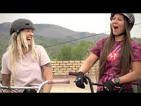 Angie Marino riding BMX at Woodward West