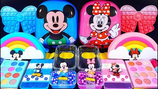 'Blue Mickey Mouse VS Pink Minnie Mouse' Slime. Mixing Makeup into clear slime! ASMR #슬라임 (297)