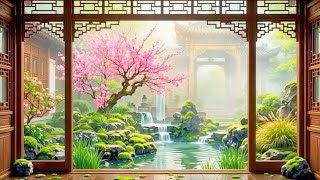 Peaceful Zen Garden Window View | Flowing Water Sounds & Zen Meditation Music screenshot 2