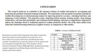 Timeline And Machine Learning Algorithms Suitable For Weather Prediction