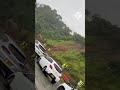 Shocking moment a landslide covers cars in north-west Colombia