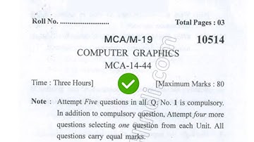 2019 KUK MCA 3rd Sem Computer Graphics Question Paper