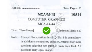 2019 KUK MCA 3rd Sem Computer Graphics Question Paper