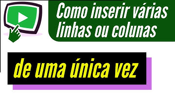 Como inserir várias linhas e colunas na planilha de uma única vez