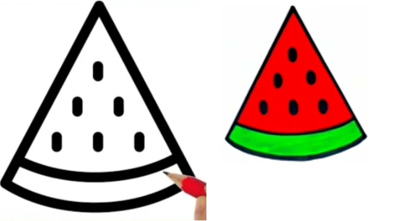 How to draw watermelon 🍉 Drawing easy Draw a cute watermelon ice