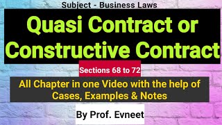 Quasi Contract | Quasi Contract in Hindi| Types of Quasi Contract| CA Foundation| CA Inter |