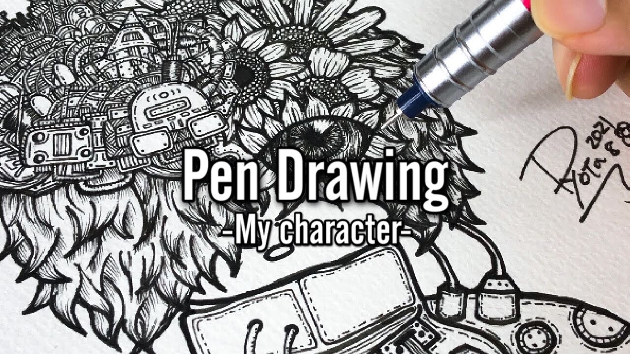 ペン画 絵師がスケッチブックにペン1本で可愛いキャラを描く How To Draw Characters アナログイラスト 細かい絵 Youtube