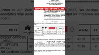 BOI PGDBF 2023 CUTOFF MARKS | bank of India vacancy | new recruitment | high study