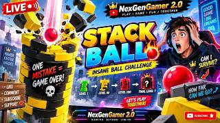 👉 🚨 THIS LEVEL LOOKS IMPOSSIBLE! 😱 | STACK BALL LIVE 🔴 | Can I Reach the Top? 👀 screenshot 2
