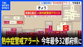 熱中症警戒アラート　今年最多32の都府県に　名古屋は38℃まで上がる予想｜TBS NEWS DIG