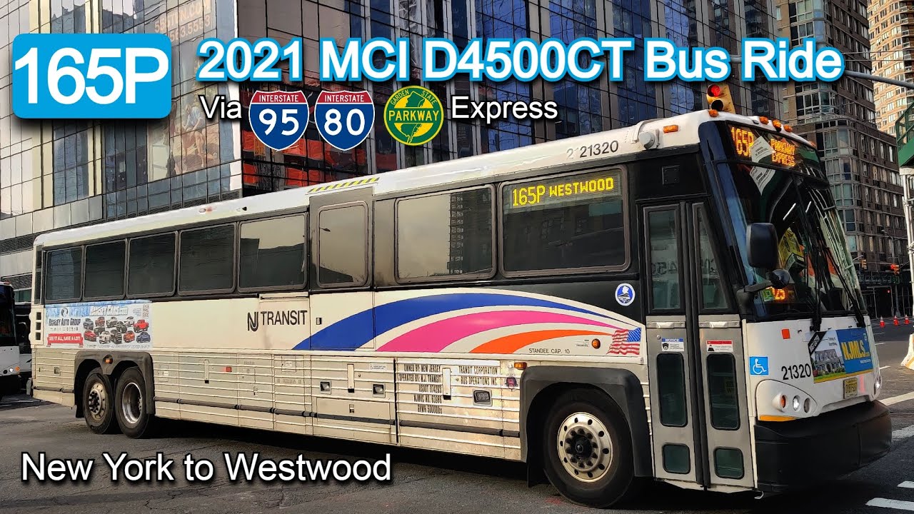 NJ Transit 165P Bus Ride: 2021 MCI D4500CT 21367 from New York to