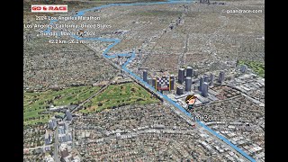 Famous 2024 Los Angeles Marathon: fly over the marathon 3D course map! Profile