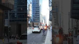 Wrong Way Fire Engine Forces Cars To Reverse! #shorts #Toronto #Firetruck