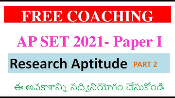 AP SET Paper 1:  Research Aptitude Part 2  AP SET 2021 Telugu Free coaching NTA UGC NET