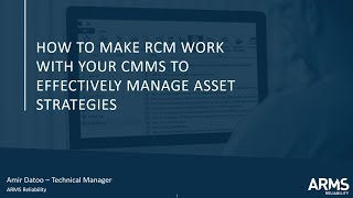 How to Make RCM Work With Your CMMS to Effectively Manage Asset Strategies