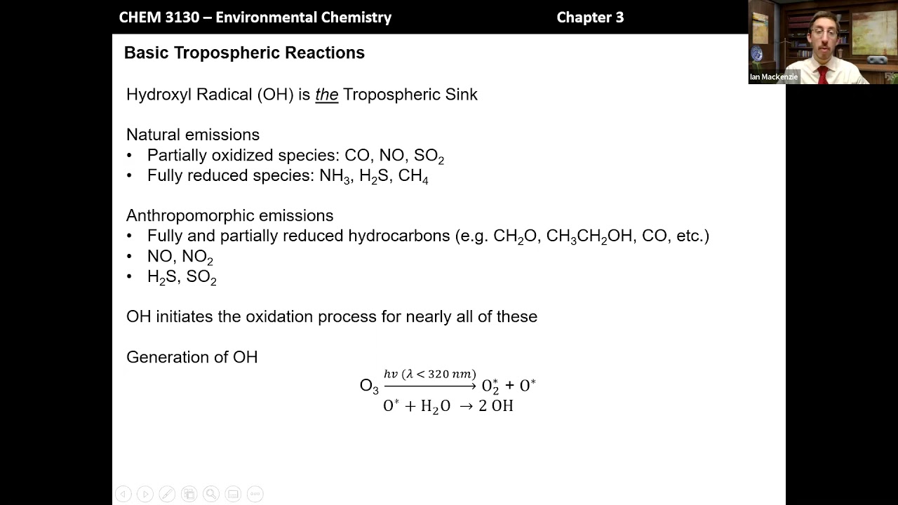 Basic Tropospheric Reactions Part I