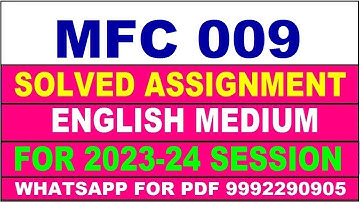 mfc 009 solved assignment 2023-24 | mfc 9 solved assignment in english 2024 | mfc 9 2024
