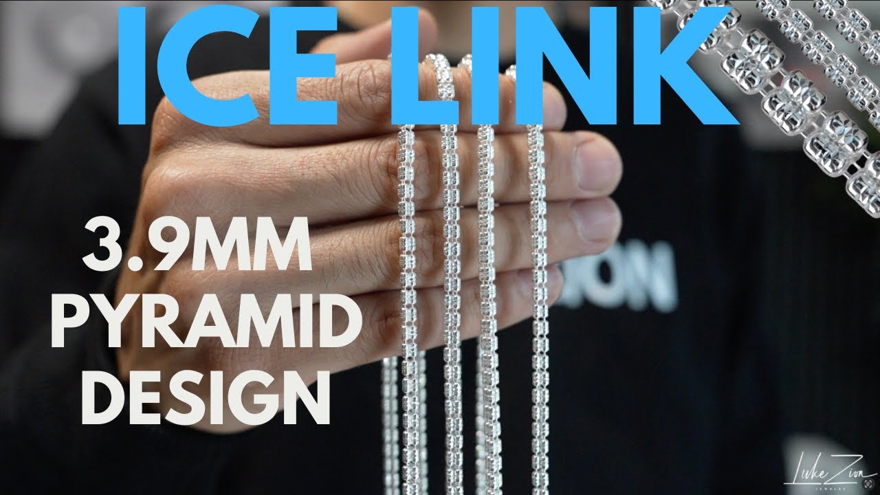 3.9mm Pyramid Ice Link Chain | Shiny Sterling Silver Diamond Cut Design ...