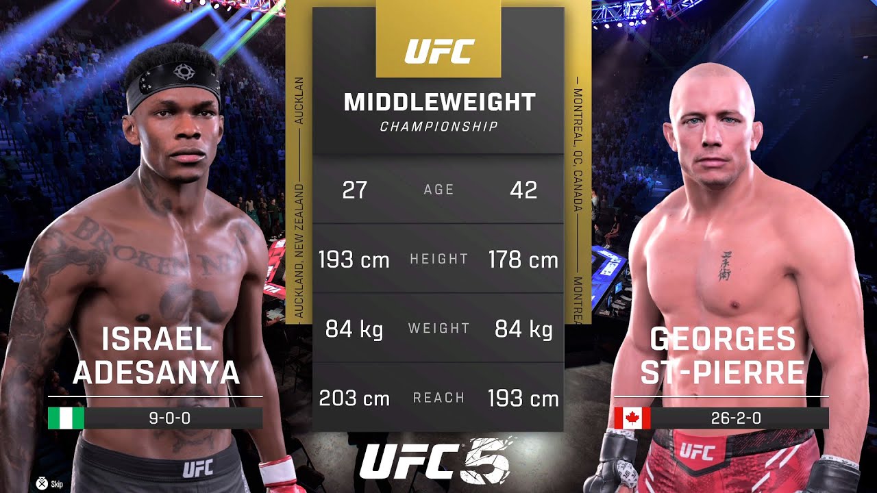 Israel Adesanya vs Georges Saint-Pierre Full Fight - UFC 5 Fight Of The ...