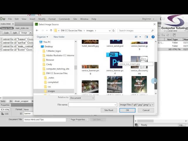 Adding an Image in Dreamweaver - How to make a website using Dreamweaver part 4