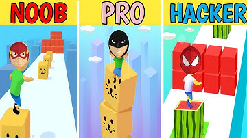 NOOB vs PRO vs HACKER - Cube Surfer || Cube Surfer Gameplay All levels Walkthrough Gameplay Noob,Pro