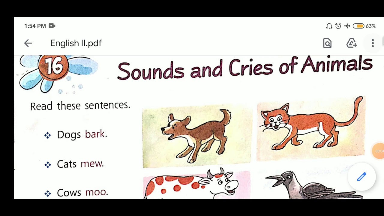Sounds and cries of Animals, English Grammer, Class 2, Lesson 16 By Ms  Jyoti - YouTube