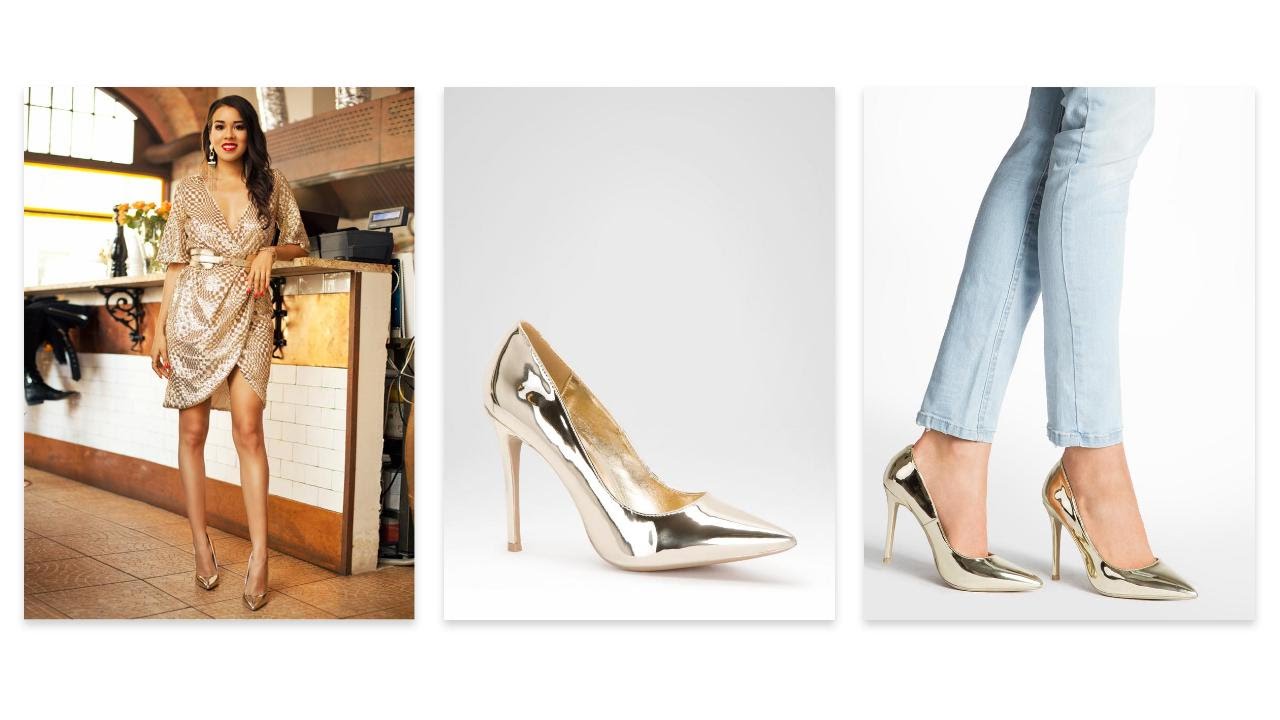 Szpilki lusterkowe Trisha Gold - DeeZee.pl