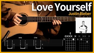 276.저스틴 비버(Justin Bieber) - Love Yourself  【★★☆☆☆】 기타 | Guitar tutorial |ギター 弾いてみた 【TAB譜】